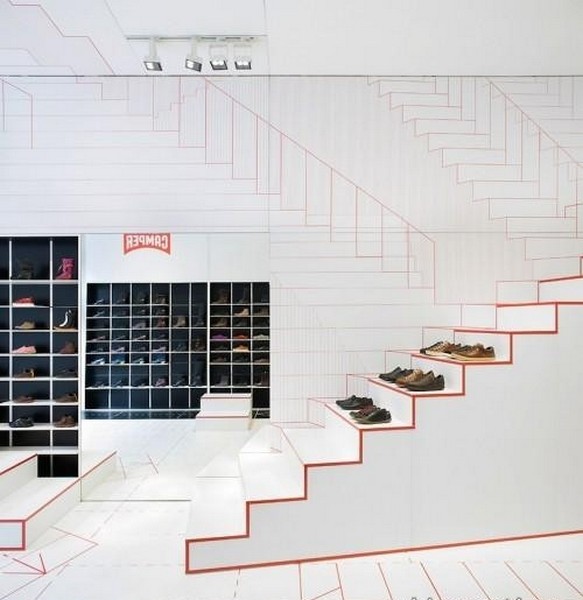 Интерьер магазина обуви Camper от Studio Makkink & Bey. Лион, Франция фото